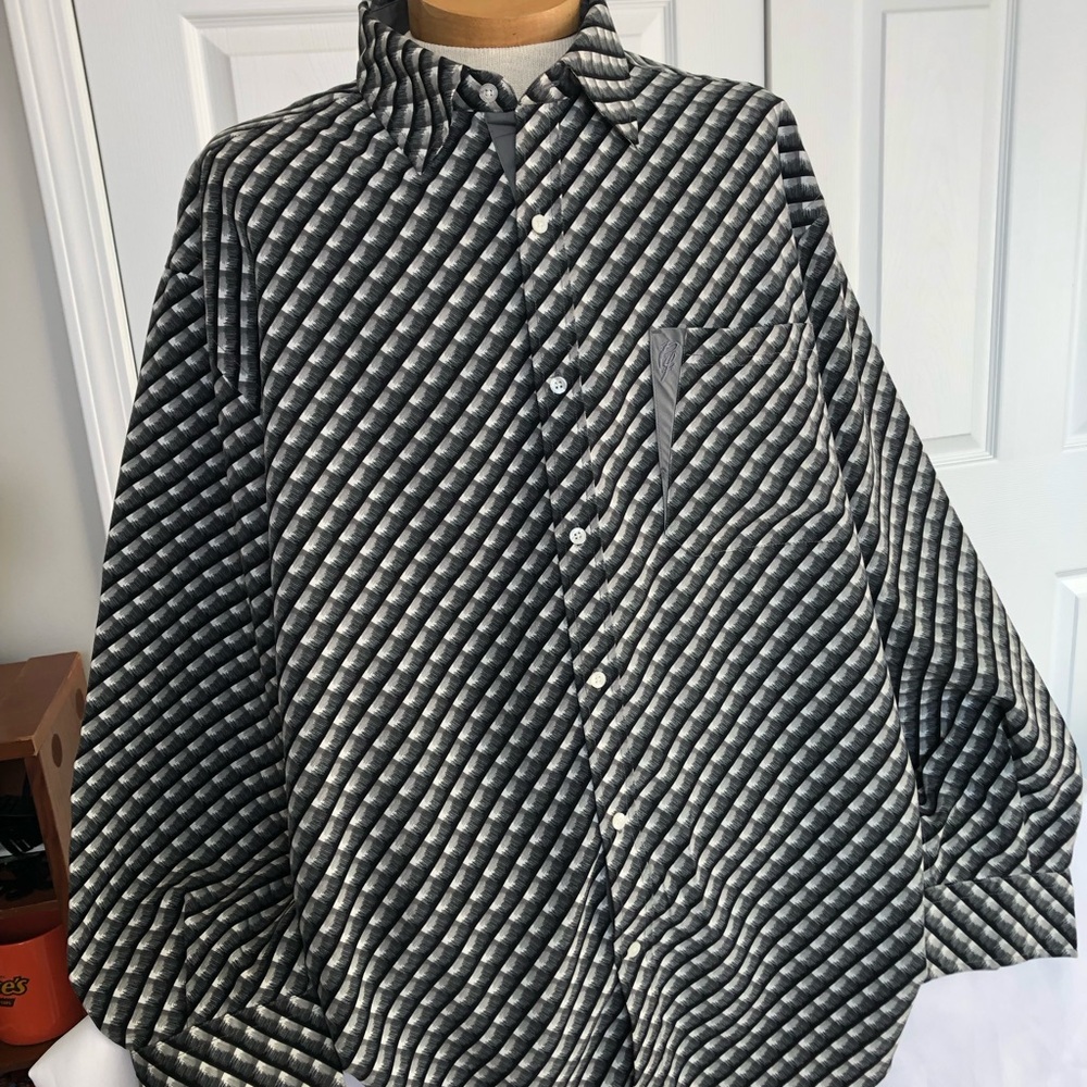 Phat Farm Black and Gray Casual Button Down Shirt